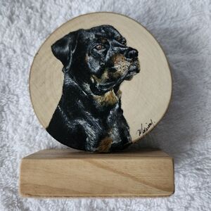 Hand-painted  Wooden Tile of Rottweiler